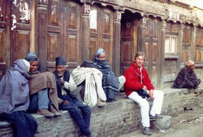 'Mark lines up for a haircut,' Kathmandu, Nepal